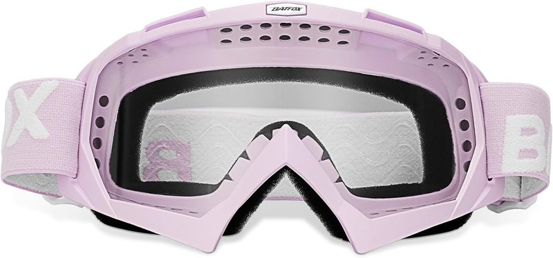 BATFOX Motorcycle Glasses Goggles Dirt Bike Motocross Safety ATV Tactical Riding (Clear-Violet, Adult) - Image 1